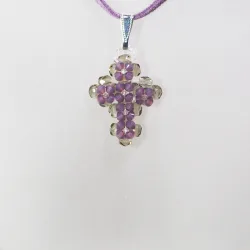 Pendant 30cm - Trevina-Mauve Suedine - Pendant 30cm - Laiton argenté